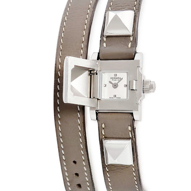 腕時計 エルメス HERMES ミニメドール ドゥブルトゥール ME2.110 クオーツ レディース 角型 スタッズ 2連ブレス 横開き