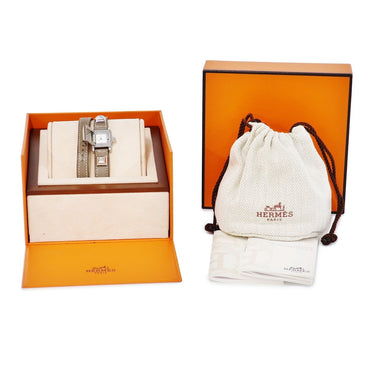 腕時計 エルメス HERMES ミニメドール ドゥブルトゥール ME2.110 クオーツ レディース 角型 スタッズ 2連ブレス 横開き