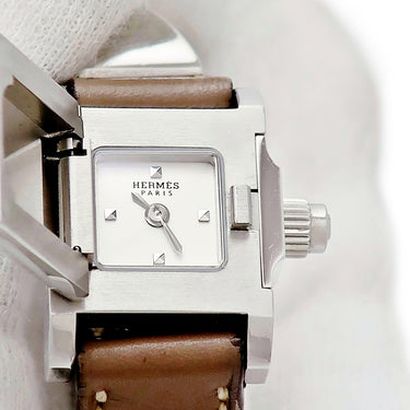 腕時計 エルメス HERMES ミニメドール ドゥブルトゥール ME2.110 クオーツ レディース 角型 スタッズ 2連ブレス 横開き