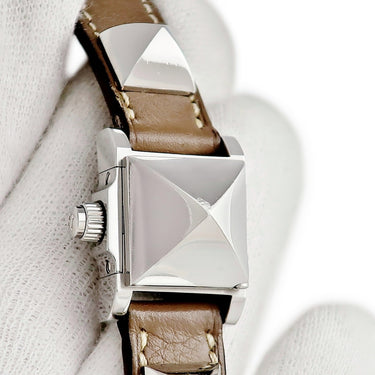 腕時計 エルメス HERMES ミニメドール ドゥブルトゥール ME2.110 クオーツ レディース 角型 スタッズ 2連ブレス 横開き