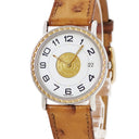 腕時計 エルメス HERMES セリエ ウォッチ クオーツ レディース SS×GP デイト アラビア ホワイト 白 ヴィンテージ