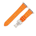 エルメス HERMES 純正 アップルウォッチ 44 45 46 49 mm用 キリム オレンジ ラバー ステンレススチール 腕時計パーツ ラバー ベルト 35ｍｍ 橙 バックル付き