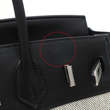 エルメス HERMES バーキン25 ブラック トワルアッシュ ヴォースイフト ハンドバッグ シルバー金具 黒 トワルH