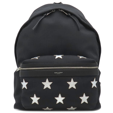 サンローラン SAINT LAURENT シティ バックパック 467985 ブラック ナイロンキャンバス リュック・デイパック シルバー金具 スターパッチ 星 黒