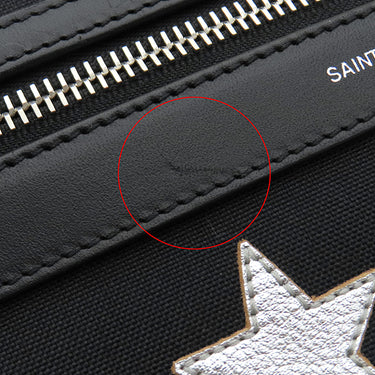 サンローラン SAINT LAURENT シティ バックパック 467985 ブラック ナイロンキャンバス リュック・デイパック シルバー金具 スターパッチ 星 黒