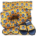 グッチ GUCCI ジオメトリックG トラベルセット Mサイズ 662431 イエローマルチ シルク ビスコース 14038 小物 5点セット アイマスク スリッパ エアーピロー ポーチ 巾着