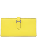 エルメス HERMES ベアンスフレ ヴェルソ ライム×テールバテュー ヴォーエプソン 長財布 シルバー金具 黄色 朱赤 バイカラー 二つ折財布