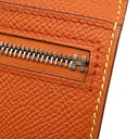 エルメス HERMES ベアンスフレ ヴェルソ ライム×テールバテュー ヴォーエプソン 長財布 シルバー金具 黄色 朱赤 バイカラー 二つ折財布