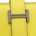 エルメス HERMES ベアンスフレ ヴェルソ ライム×テールバテュー ヴォーエプソン 長財布 シルバー金具 黄色 朱赤 バイカラー 二つ折財布