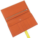 エルメス HERMES ベアンスフレ ヴェルソ ライム×テールバテュー ヴォーエプソン 長財布 シルバー金具 黄色 朱赤 バイカラー 二つ折財布