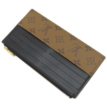 ルイヴィトン LOUIS VUITTON スリム パース M80390 モノグラムリバース モノグラムリバースキャンバス カードケース ゴールド金具 茶 黒 財布