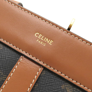 セリーヌ CELINE ティーン カバ ドゥ フランス 191992BZJ タン レザー トリオンフキャンバス ショルダーバッグ ゴールド金具 トリオンフ 黒 茶