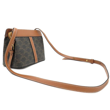 セリーヌ CELINE ティーン カバ ドゥ フランス 191992BZJ タン レザー トリオンフキャンバス ショルダーバッグ ゴールド金具 トリオンフ 黒 茶