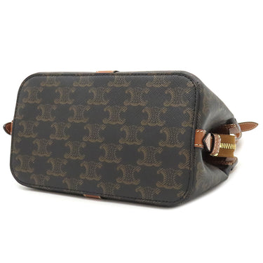 セリーヌ CELINE ティーン カバ ドゥ フランス 191992BZJ タン レザー トリオンフキャンバス ショルダーバッグ ゴールド金具 トリオンフ 黒 茶