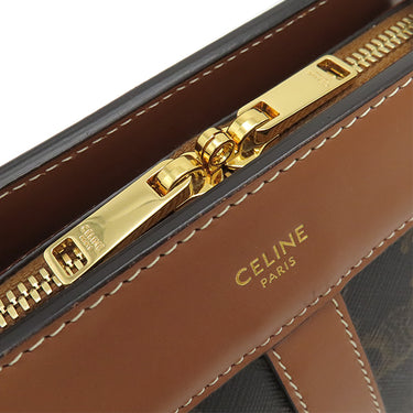 セリーヌ CELINE ティーン カバ ドゥ フランス 191992BZJ タン レザー トリオンフキャンバス ショルダーバッグ ゴールド金具 トリオンフ 黒 茶