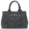 プラダ PRADA カナパ ミニ トートバッグ 1BG439 ブラック デニム 2WAYバッグ ゴールド金具 黒 三角ロゴプレート ハンドバッグ ショルダー