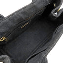 プラダ PRADA カナパ ミニ トートバッグ 1BG439 ブラック デニム 2WAYバッグ ゴールド金具 黒 三角ロゴプレート ハンドバッグ ショルダー