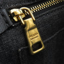 プラダ PRADA カナパ ミニ トートバッグ 1BG439 ブラック デニム 2WAYバッグ ゴールド金具 黒 三角ロゴプレート ハンドバッグ ショルダー