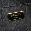 プラダ PRADA カナパ ミニ トートバッグ 1BG439 ブラック デニム 2WAYバッグ ゴールド金具 黒 三角ロゴプレート ハンドバッグ ショルダー