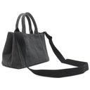 プラダ PRADA カナパ ミニ トートバッグ 1BG439 ブラック デニム 2WAYバッグ ゴールド金具 黒 三角ロゴプレート ハンドバッグ ショルダー