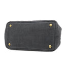 プラダ PRADA カナパ ミニ トートバッグ 1BG439 ブラック デニム 2WAYバッグ ゴールド金具 黒 三角ロゴプレート ハンドバッグ ショルダー