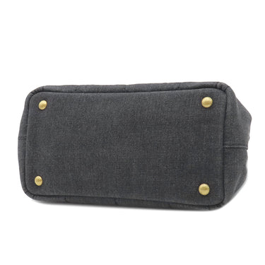 プラダ PRADA カナパ ミニ トートバッグ 1BG439 ブラック デニム 2WAYバッグ ゴールド金具 黒 三角ロゴプレート ハンドバッグ ショルダー