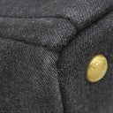 プラダ PRADA カナパ ミニ トートバッグ 1BG439 ブラック デニム 2WAYバッグ ゴールド金具 黒 三角ロゴプレート ハンドバッグ ショルダー
