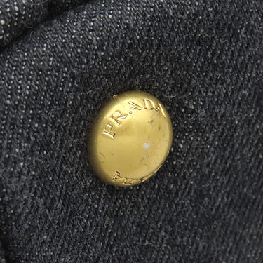 プラダ PRADA カナパ ミニ トートバッグ 1BG439 ブラック デニム 2WAYバッグ ゴールド金具 黒 三角ロゴプレート ハンドバッグ ショルダー