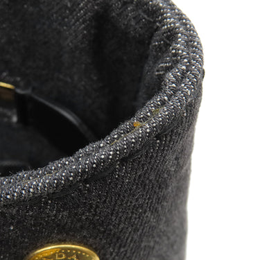 プラダ PRADA カナパ ミニ トートバッグ 1BG439 ブラック デニム 2WAYバッグ ゴールド金具 黒 三角ロゴプレート ハンドバッグ ショルダー