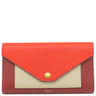 セリーヌ CELINE トライフォールデッド マルチファンクション 105853A3K.21CL コーラル レザー 長財布 ゴールド金具 赤 ポケット