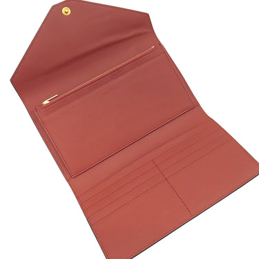 セリーヌ CELINE トライフォールデッド マルチファンクション 105853A3K.21CL コーラル レザー 長財布 ゴールド金具 赤 ポケット