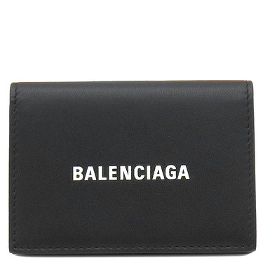 バレンシアガ BALENCIAGA キャッシュ コンパクトウォレット 594312 ブラック レザー 三つ折り財布 シルバー金具 黒 エブリデイ