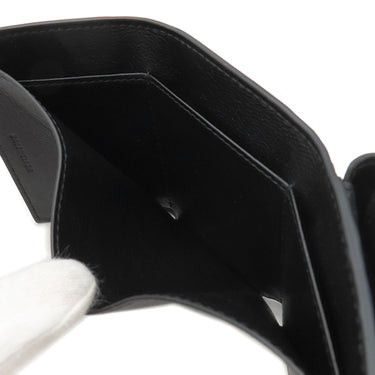 バレンシアガ BALENCIAGA キャッシュ コンパクトウォレット 594312 ブラック レザー 三つ折り財布 シルバー金具 黒 エブリデイ