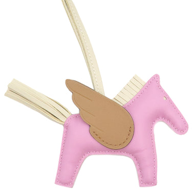 エルメス HERMES ロデオPM ペガサス モーヴシルベストル×クレ×チャイ アニューミロ バッグチャーム ピンク オフホワイト 茶