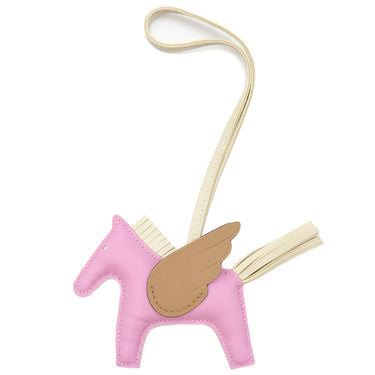 エルメス HERMES ロデオPM ペガサス モーヴシルベストル×クレ×チャイ アニューミロ バッグチャーム ピンク オフホワイト 茶