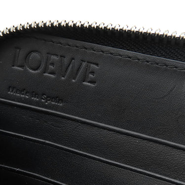 ロエベ LOEWE リピート アナグラム ジップアラウンド ウォレット ホワイト系 カーフレザー 長財布 シルバー金具 白 ラウンドファスナー