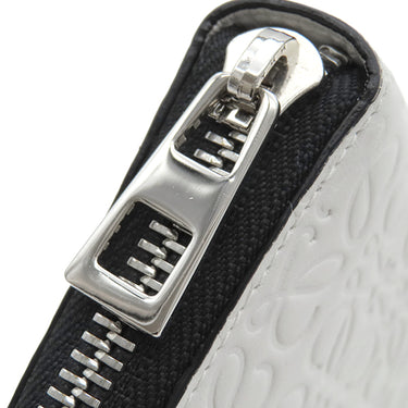 ロエベ LOEWE リピート アナグラム ジップアラウンド ウォレット ホワイト系 カーフレザー 長財布 シルバー金具 白 ラウンドファスナー