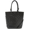 シャネル CHANEL カンボンライン ミディアム A25167 ブラック レザー エナメル トートバッグ シルバー金具 黒 ピンク キルティング ココマーク