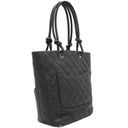 シャネル CHANEL カンボンライン ミディアム A25167 ブラック レザー エナメル トートバッグ シルバー金具 黒 ピンク キルティング ココマーク