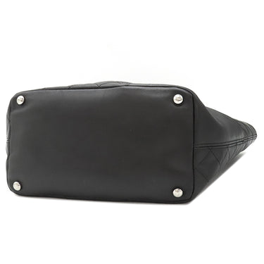 シャネル CHANEL カンボンライン ミディアム A25167 ブラック レザー エナメル トートバッグ シルバー金具 黒 ピンク キルティング ココマーク