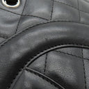 シャネル CHANEL カンボンライン ミディアム A25167 ブラック レザー エナメル トートバッグ シルバー金具 黒 ピンク キルティング ココマーク