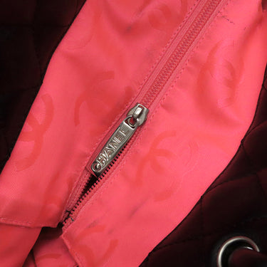 シャネル CHANEL カンボンライン ミディアム A25167 ブラック レザー エナメル トートバッグ シルバー金具 黒 ピンク キルティング ココマーク