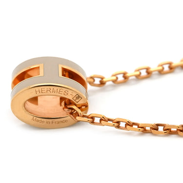 エルメス HERMES ポップアッシュ ミニ ペンダント マロングラッセ×ローズゴールド GP ラッカー ネックレス ローズゴールド金具 薄茶 Hモチーフ