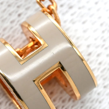 エルメス HERMES ポップアッシュ ミニ ペンダント マロングラッセ×ローズゴールド GP ラッカー ネックレス ローズゴールド金具 薄茶 Hモチーフ