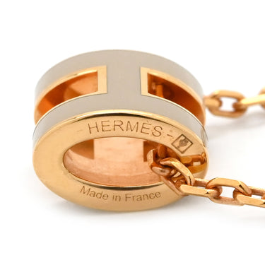 エルメス HERMES ポップアッシュ ミニ ペンダント マロングラッセ×ローズゴールド GP ラッカー ネックレス ローズゴールド金具 薄茶 Hモチーフ