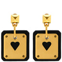 エルメス HERMES アス・ドゥ・クール ブラックXゴールド ヴォースイフト メタル ピアス エースオブハート 黒