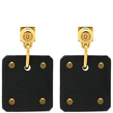 エルメス HERMES アス・ドゥ・クール ブラックXゴールド ヴォースイフト メタル ピアス エースオブハート 黒