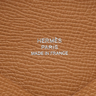 エルメス HERMES カルヴィ ゴールド ヴォーエプソン カードケース シルバー金具 茶