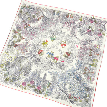 エルメス HERMES ショール カレ140 CARRE カレジェアン ベージュ×マルチカラー カシミヤ シルク ストール 【Le Jardin de Leila /レイラの庭】