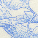 エルメス HERMES ショール カレ140 CARRE カレジェアン アイボリー×ライトブルー カシミヤ シルク ストール 【LES CABANES /さまざまな小屋】